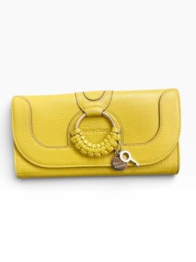 See by Chloé Rare Yellow Leather Long Wallet Key Charm Vintage